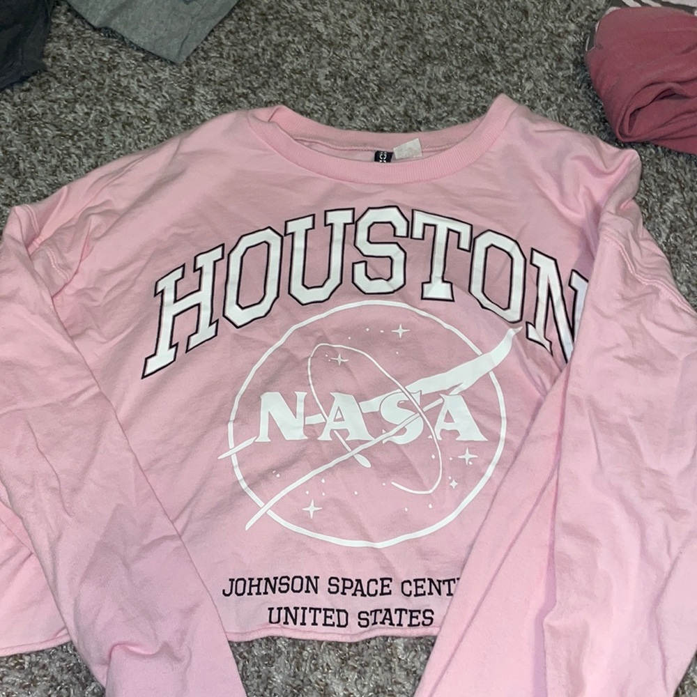 Pink cropped long sleeve, Size L